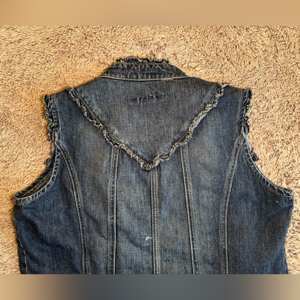 Ruffled Denim Button Down Vest - image 6